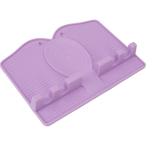 Lot de 2 dessous de cuillère en silicone violet clair, tapis de cuisson anti-chaleur, support de cuillère créatif facile à nettoyer pour cuisine (1/5)