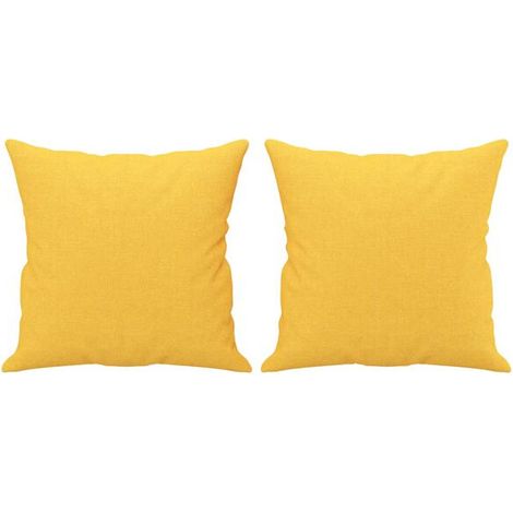 Coussins décoratifs, lot de deux, jaune clair, 40x40 cm, tissu. (1/5)