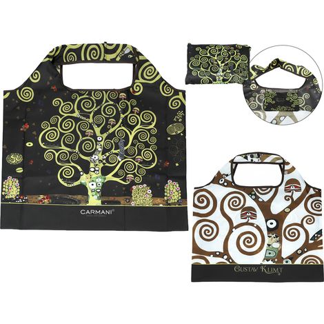Carmani, faltbare Einkaufstasche aus Polyester, 40 x 70 cm – Klimt/Baum des Lebens (1/5)