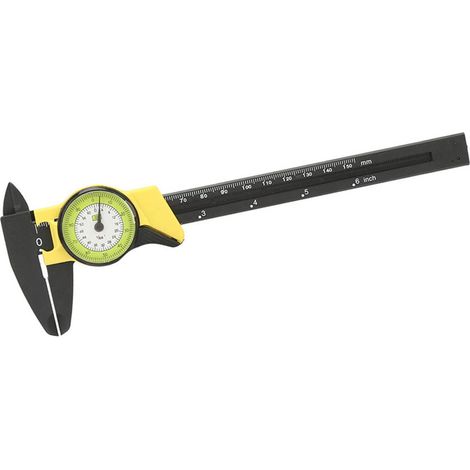 Pied à coulisse à cadran en plastique 0-150 mm, règle de mesure, outil de mesure Roofessional (jaune) (1/5)