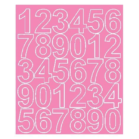 Numéros autocollants auto-adhésifs 4,5 cm, rose mat.
