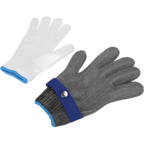 Gants de travail ambidextres haute performance en acier inoxydable anti-coupure, taille XL (1/5)