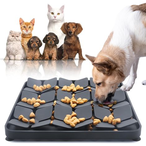 Gamelle Anti Glouton Chien Tapis à Lécher en Silicone Noir Ralentit l’Alimentation Jouet Interactif pour Chiens Anxieux et Gloutons (1/5)