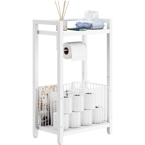 Porte-Papier Toilette Support Étagère Étroite Salle de Bains TLJ020W (1/5)