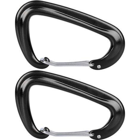 2PCS Mousqueton Noir pour Hamac Extérieur, Sécurité Escalade et Accrochage Balançoire (1/5)