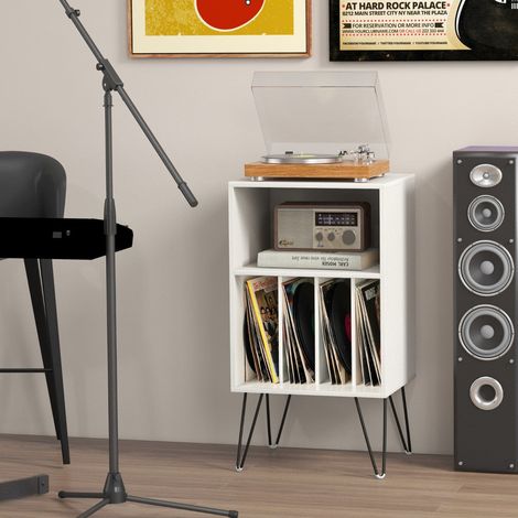 Support pour platine vinyle, rangement à 3 niveaux avec chargeur intégré (1/5)