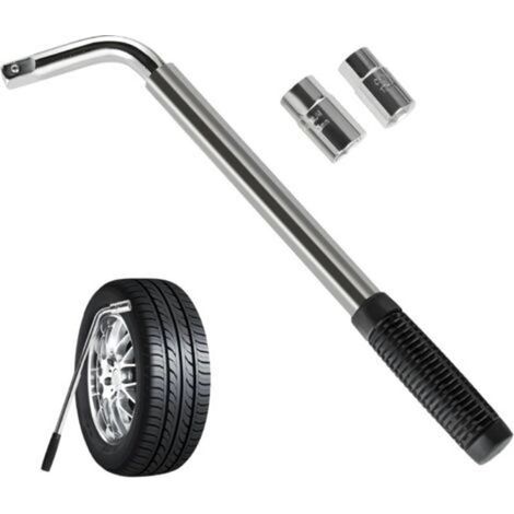 Clé à écrou de roue de voiture - Clé à écrou de roue de voiture - Poignée extensible - Tailles de douilles : 17 mm, 19 mm, 21 mm, 23 mm - Pour pneus de secours (1/5)