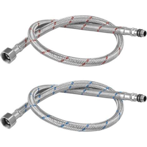 BUNTHAUS PA 2er Set Anschlussschläuche - G3/8 x M10 - Anschlussschlauchverlängerung - 60 cm - Edelstahl - Für Mischbatterie (1/4)