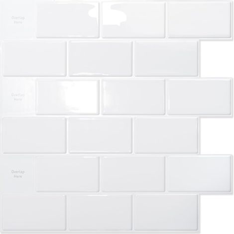 30 x 30 cm  Blanc  Lot de 20 Crédence Adhésive Cuisine Salle de bains,autocollants pour carrelage en céramique