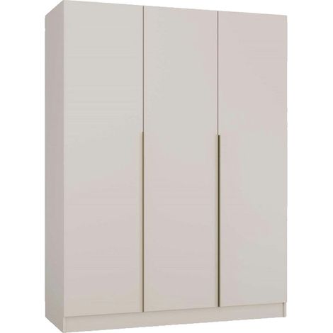 Topeshop – Armoire Senso 3D 150 cm – 3 portes – Finition mate cachemire – Poignées en or brossé – 11 étagères – Pour chambre ou bureau (1/5)