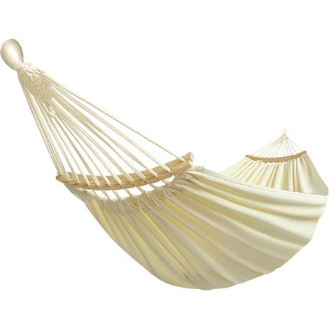 Hamac pour 2 personnes, 200 x 150 cm,  charge : 300 kg, en toile et coton, pour l'extérieur, le jardin, l'intérieur, les enfants, le balcon, rouge, avec barre