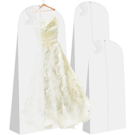 Lot de 2 Housses Robe de Mariée 72" Respirantes Anti-Poussière Sacs de Vêtements pour Costumes Danse Manteaux Robes de Soirée 183x60x30cm (1/4)