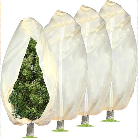 (Vert, 80 x 100 cm) Sac de protection pour plantes, réutilisable, pour jardin ou terrasse. Housse de protection hivernale contre le gel, idéale pour les palmiers et autres plantes. Fermeture à cordon. (1/4)
