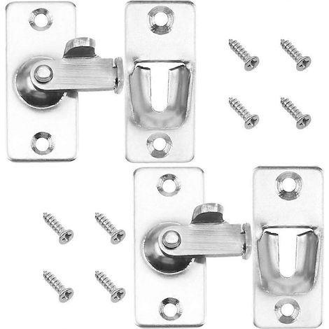 Lot de 2 loquets pliants à 90° avec vis pour portes et fenêtres, couleur argent. (1/5)