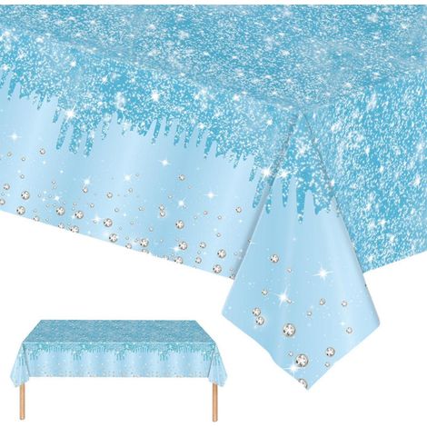 Tischdecke 2 Stück 137x274cm Blau Diamant Muster Wasserdicht für Partys