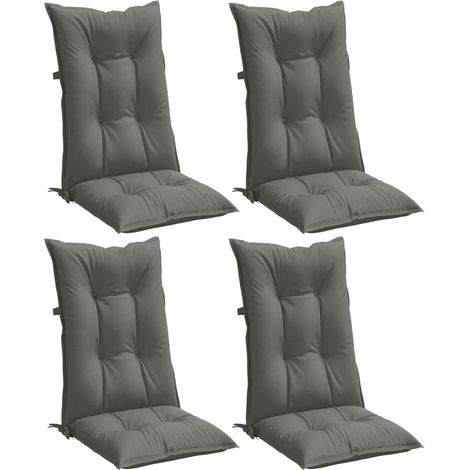 vidaXL Highback Chair Cushions 4 pcs Melange Dark Grey 120x50x7 cm Fabric