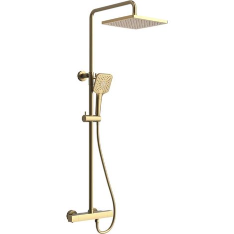 Sapho Dakar - Conjunto de ducha con termostato, 30x30 cm, 3 chorros, dorado SZ139GB