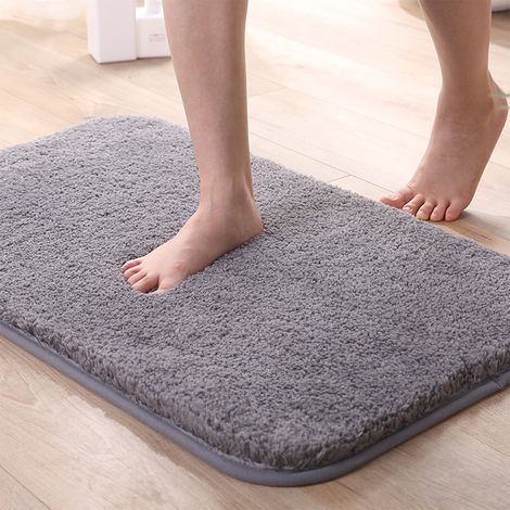 Tapis De Sol - 40x60 Cm - En Polyester - Antidérapant - Pour Salle De Bain Cuisine Intérieur - Gris - 1 Pièce
