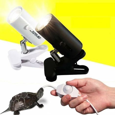 Lámpara para reptiles con soporte de cerámica y pinza, zona de asoleamiento para tortugas, lámparas de calor UV, iluminación para tortugas y lagartos. (1/5)