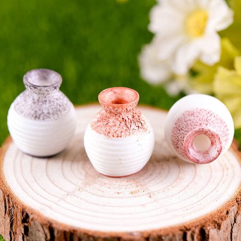 Vase En Résine - Décoration Intérieure Miniature - Accessoire De Bruitage Pour Jardin Miniature - Lot De 3 (1/5)