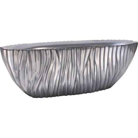 Bac plastique & particules métal 70x25cm H25cm Ext plat argent vague - dimhaut: H 25 cm - couleur: Argent