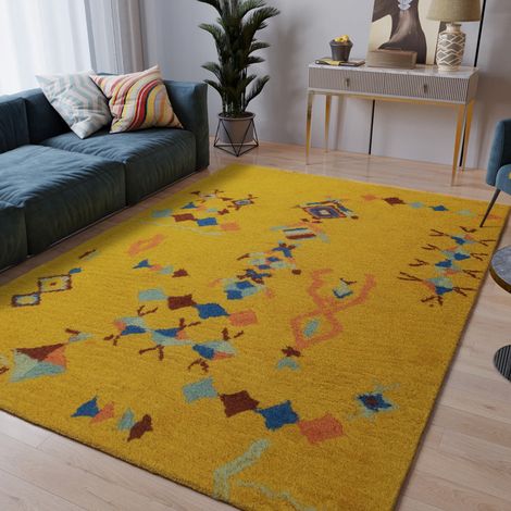 Tapis en laine Atlas Artistry - Tapis en laine  - 290x190cm, Rectangular - 100% Laine vierge - Tufté main - Or