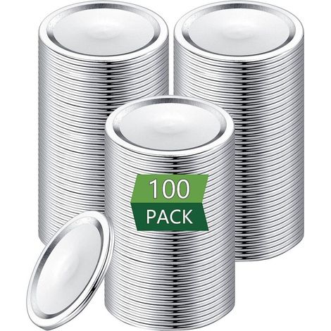 100 couvercles de conserve [large bouche] pour boule, Couvercles de bocaux Mason en métal de type fendu (100 pcsWide Mouth) (1/5)