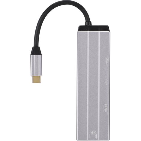 Station d'accueil d'extension 6 en 1 avec ports USB 2.0, USB 3.0, HDMI, USB-C PD, lecteur de cartes mémoire SD et TF pour ordinateur portable (1/5)