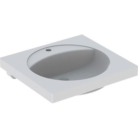 Geberit Preciosa Lavabo con repisa, 60x55cm, orificio para grifería central, sin rebosadero, Blanco