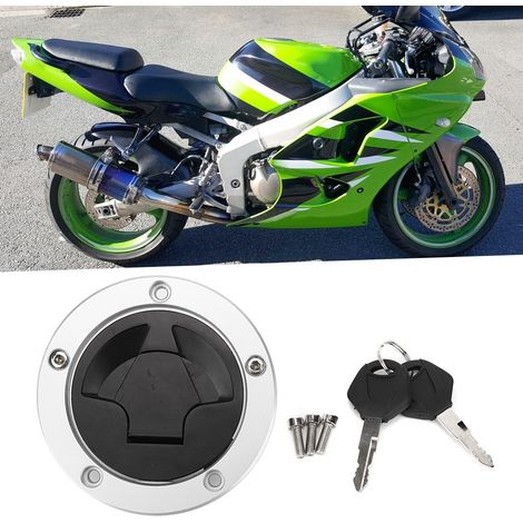 Bouchon de réservoir d'essence avec clé, compatible avec Kawasaki Ninja ZX-6R/ZX-10R/ZX-14R (1/4)