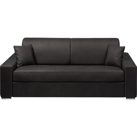 Divano letto 3 posti a ribalta Letto con doghe larghe 140 cm Materasso 14 cm Similpelle Antracite - EMIR