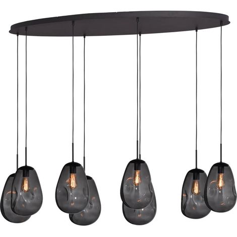 Lampe suspendue Lava Oval 8x verre fumé Ø 22,5cm - 2764-05-160-60-80560