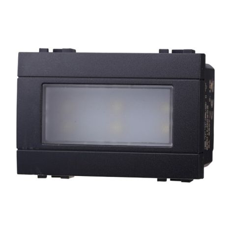 Serie Civile ETTROIT Nero Compatibile Con Bticino Living International (Lampada Led Segnapasso 3M 220V 6000K)