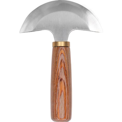 Couteau à cuir semi-circulaire avec manche en bois pour coupe précise et finition facile (1/5)