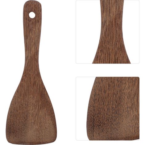 Ustensiles de cuisine : pelle, spatule en bois, retourne-riz frit (biseauté) (1/5)