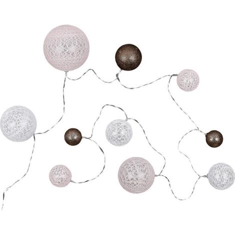 Guirlande Boules 10 Led "Multi Taille" 192cm Rose (1/3)