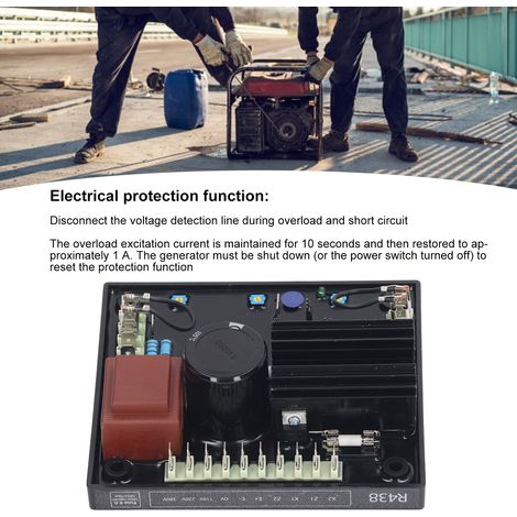 Régulateur de tension AVR R438 pour alternateur sans balais, accessoire moteur diesel, pièce de rechange pour génératrice Leroy Somer, plage 0-380V. (1/5)