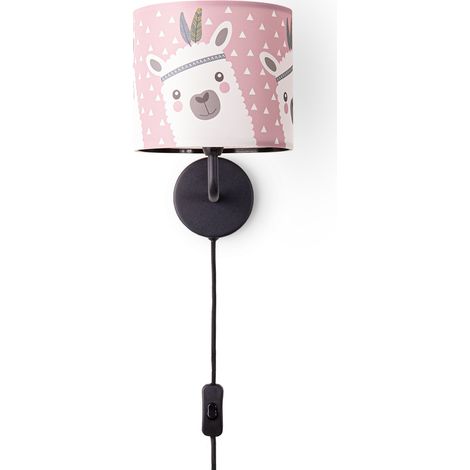 Paco Home Tischleuchte Kinderzimmer Wandleuchte Straße Feuerwehr Lampenschirm Stoff Rund Wandleuchte - Schwarz, Design 9 (Ø18 cm)