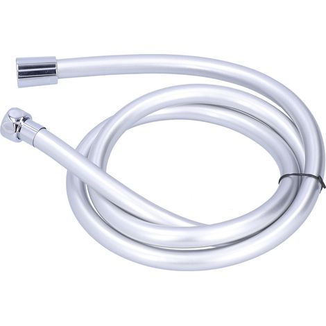 Tuyau de douche PVC 1,5 m anti-explosion (DCR-1601) pour chauffe-eau, flexible argenté platine, avec support de pommeau, résistant à l'eau chaude (1/5)