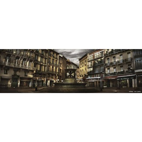 Tableau sur toile place de la Trinité Toulouse 30x97 cm - Impression sur Toile Murale Décorative - Image imprimée en HD sur Toile - Toile sur Châssis en Bois FSC - Fabriqué en France (1/4)