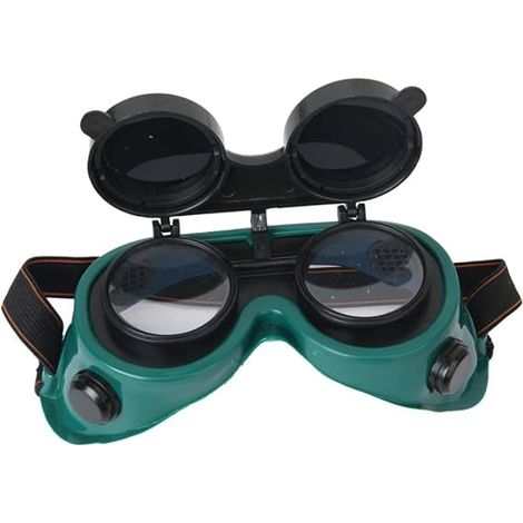 CCYKXA Welding Flip-up Front Goggles Safety Lens Glasses - Use for Welding, Soldering, Flaring, Brazing and Metal Cutting GreenGoggles (1/5)