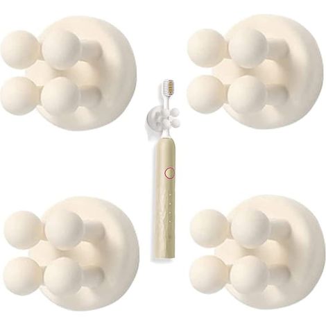 Porte-brosse à dents multifonctionnel en silicone étanche, porte-lames de rasoir, crochet auto-adhésif pour fixation murale, idéal pour salle de bain, cuisine, salon ou bureau. (1/4)