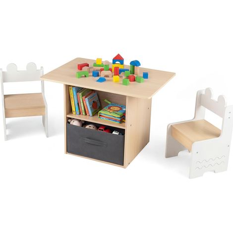 COSTWAY Tavolino Bambini Tavolo Bambini Con Sedie Tavolo Salvaspazio Tavolo E Sedie Bambini Set Tavolo E 2 Sedie In Legno Per Camerette Mobile Montessori Came (1/5)