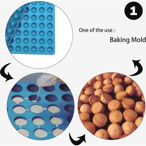 Alfombra de horneado de silicona 1,5 cm Alfombra de silicona hemisférica con molde de horneado de piezas pequeñas para galletas y golosinas para perros, molde de chocolate de papel para hornear (1/5)