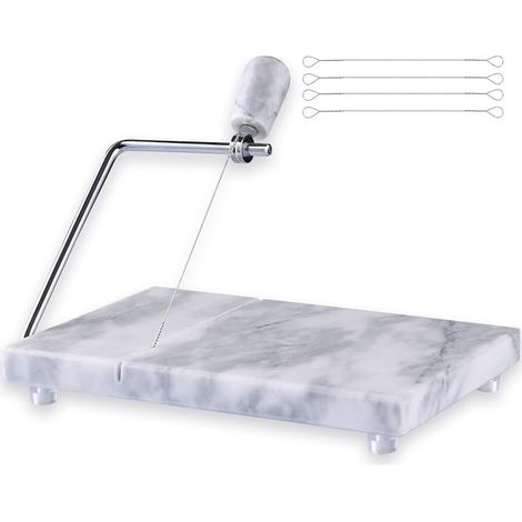 Trancheuse à fromage 12,7 x 20,3 cm planche à découper en marbre poli pour couper des fromages du beurre de la viande d'autres amuse-bouches blanc gris
