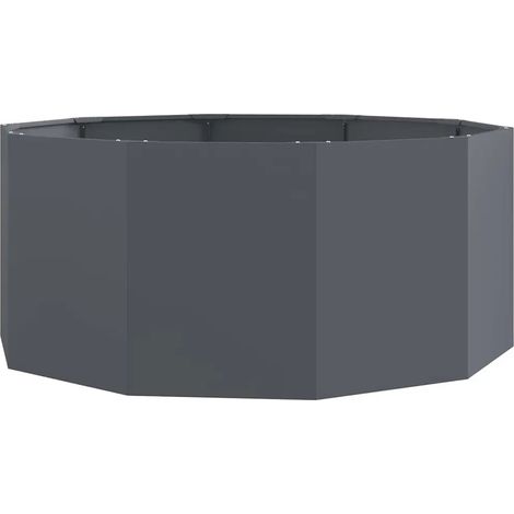 Jardinière ronde extérieure 120 x 120 x 50 cm design moderne facile à assembler en acier anthracite (1/5)