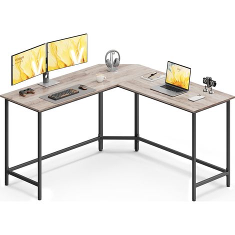 Bureau d'Ordinateur en Forme de L, 140 x 140 x 76 cm, Bureau d'angle, Gain de Place, pour Jeu, Grège Chiné et Noir d'encre LWD073B02V1 (1/5)