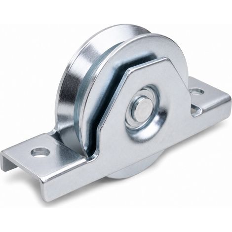 Deco Fer Forge – Roue à encastrer pour portail coulissant – Gorge triangulaire Ø120mm – Acier zingué – Charge max 450KG – Double roulement pour usage intensif