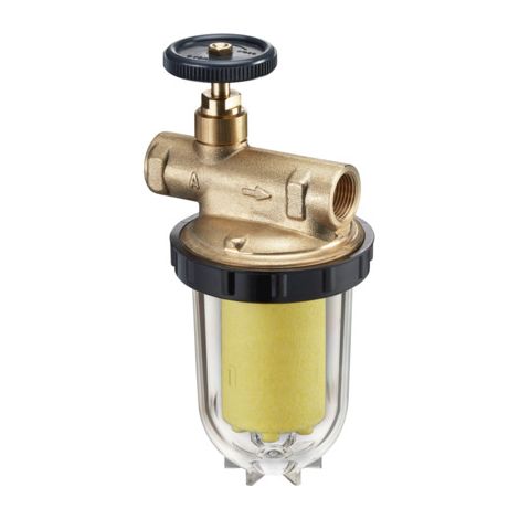 OVENTROP Heizölfilter Oilpur E A mit Absperrung für Einstrangsysteme DN 10, tankseitig G 3/8 IG, brennerseitig G 3/8 IG, Sinterkunststoff 50-75 mym, 2123261 (1/2)