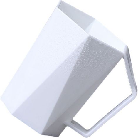 Gobelet à brosse à dents géométrique portable de 400 ml, en plastique blanc, pour couple, idéal pour la maison et les voyages. (1/5)